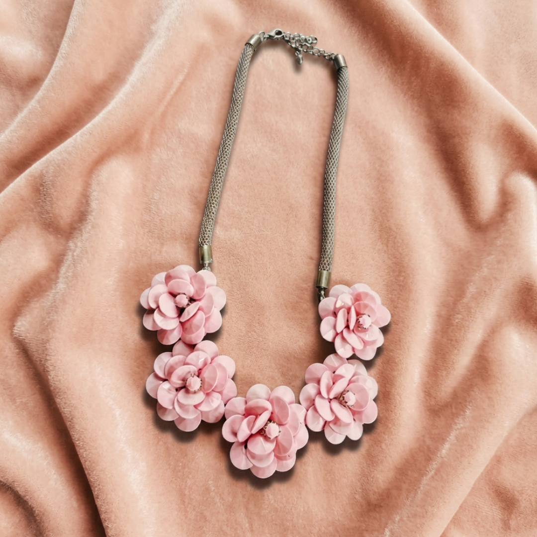 Pink Floral Statement Necklace