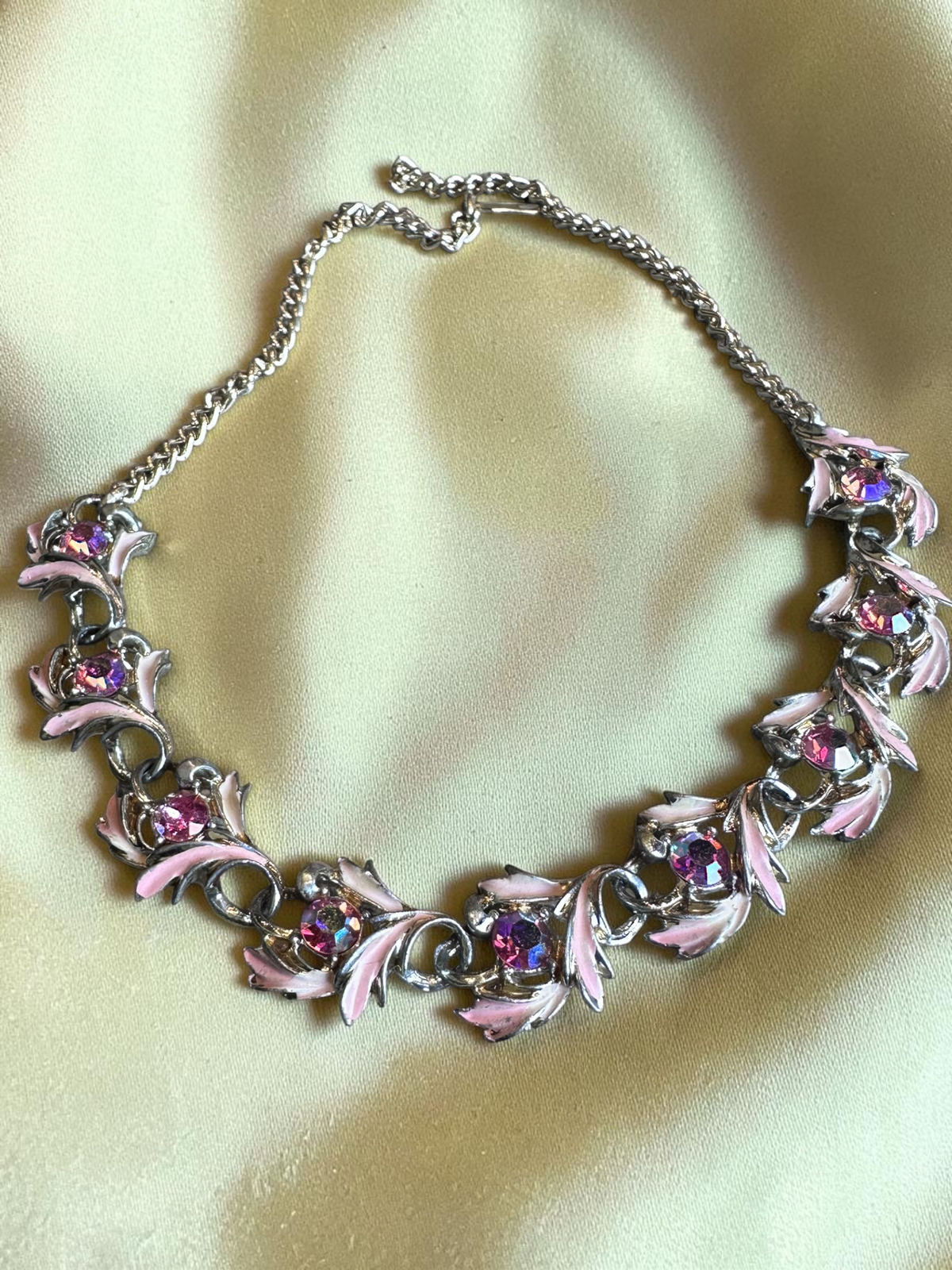 Pastel Enamel Blossom & Iridescent Crystal Collar