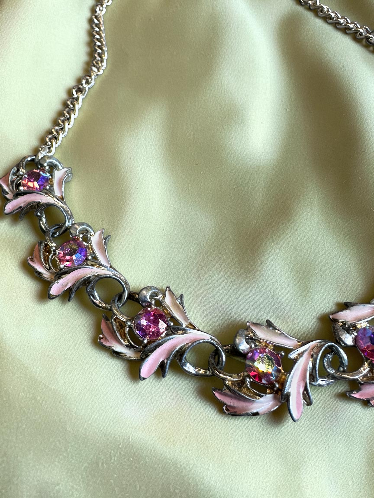 Pastel Enamel Blossom & Iridescent Crystal Collar
