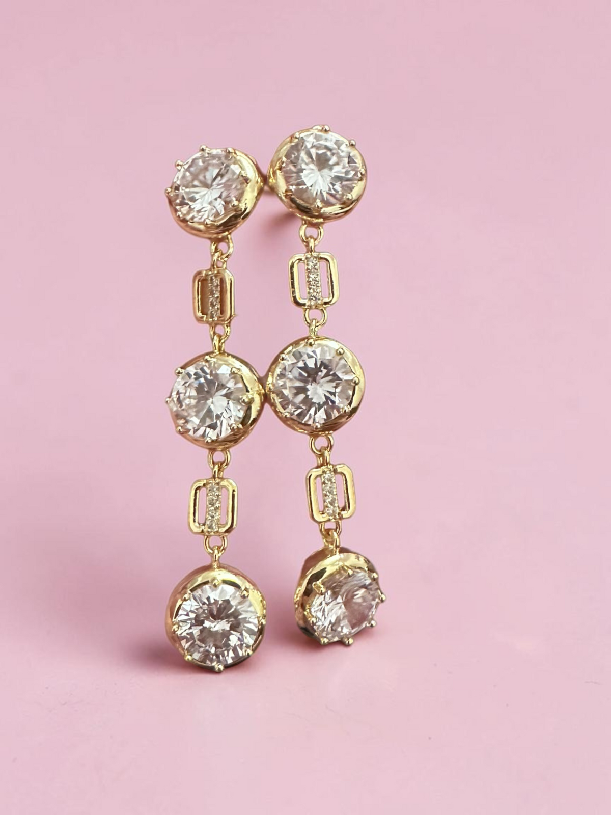 Triple drop moissanite earrings art deco style