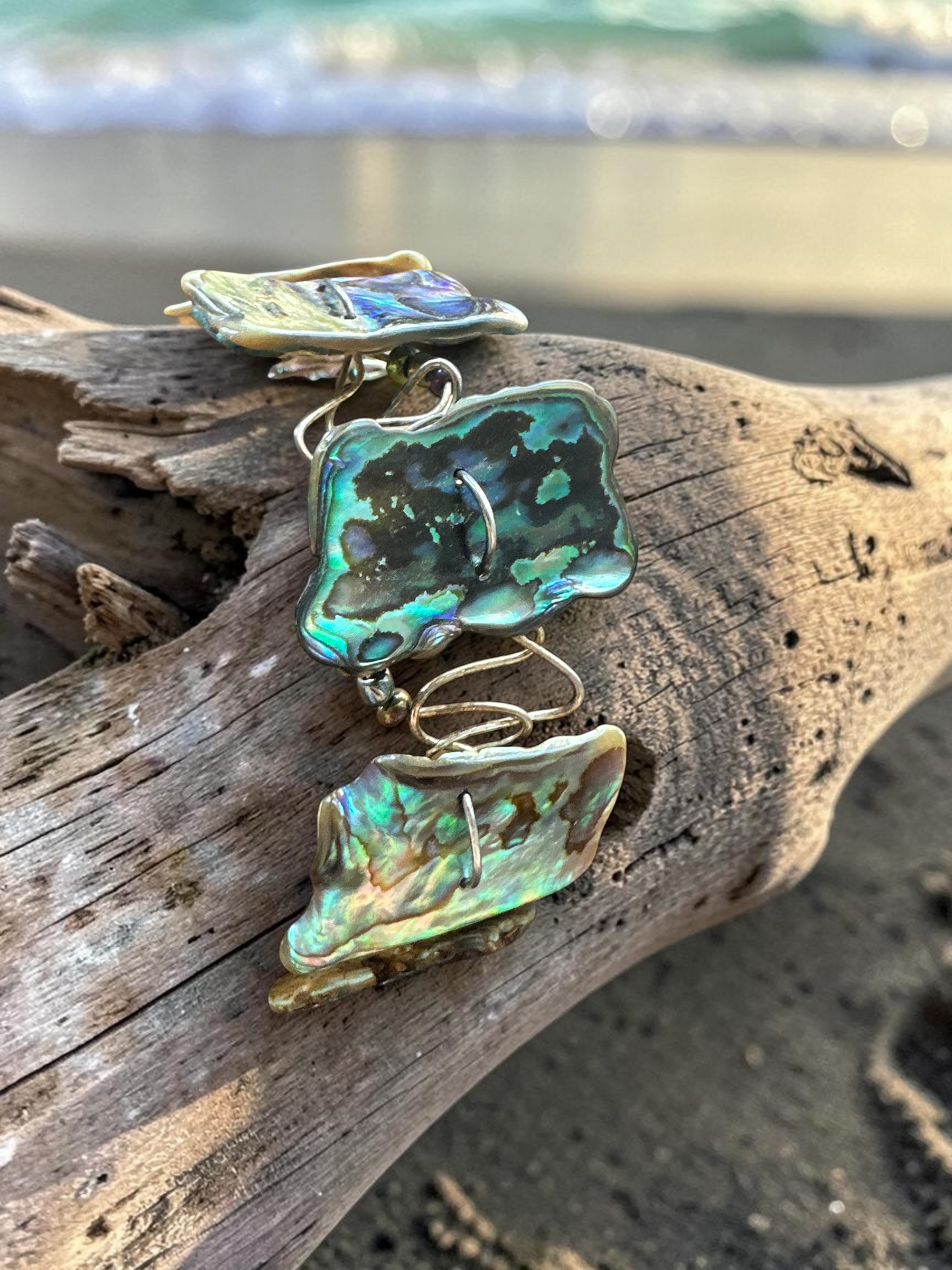 Handcrafted Abalone Shell Wire Wrapped Bracelet
